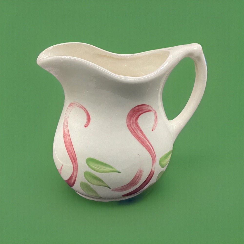 Pitcher Roseville‎ RRP Co Hand-Painted Mauve Swirl Green Leaves 6" Tall Decor